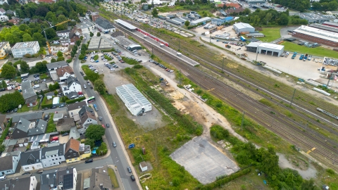 Luftbildaufnahme des Bahnhosquartiers