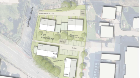 Planskizze des Projekts Dorfmitte Lavesum