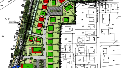 Planskizze mit dem Bereich des Bebauungsplangetietes  Nr. 94 „Am Schafstall – Lavesum“