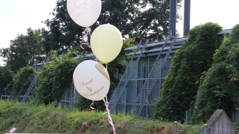 Ballons vor Glasgebäude