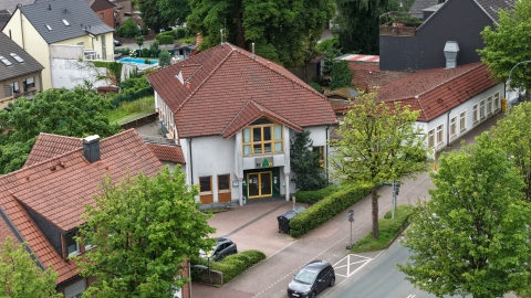 eine Drohnenaufnahme des Trigon