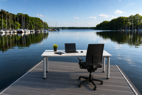 Schreibtisch am See