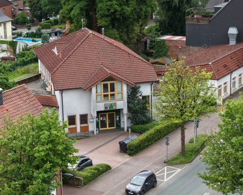 eine Drohnenaufnahme des Trigon