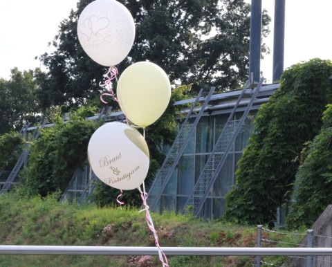 Ballons vor Glasgebäude